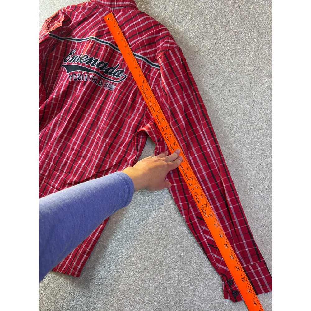 Polaris RZR Button Shirt Men Large Red Plaid Ensenada Peninsula Run Long‎ Slv - Picture 9 of 9